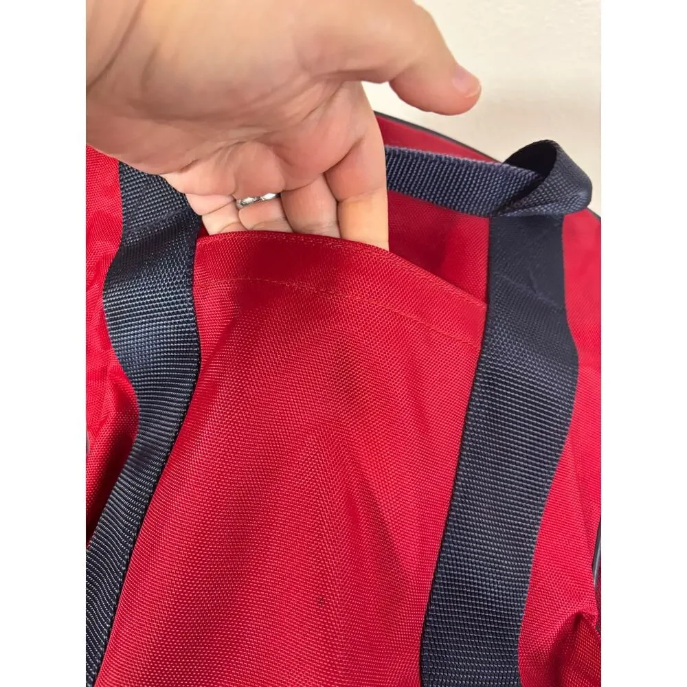 Lands' End Vintage 90s Red Travel Nylon Carry-On Weekend Luggage Tote Bag